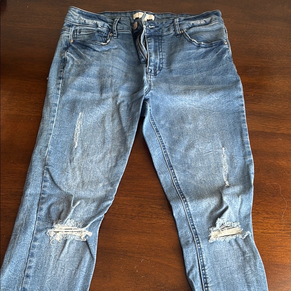 Forever 21 Blue Distressed Skinny Jeans